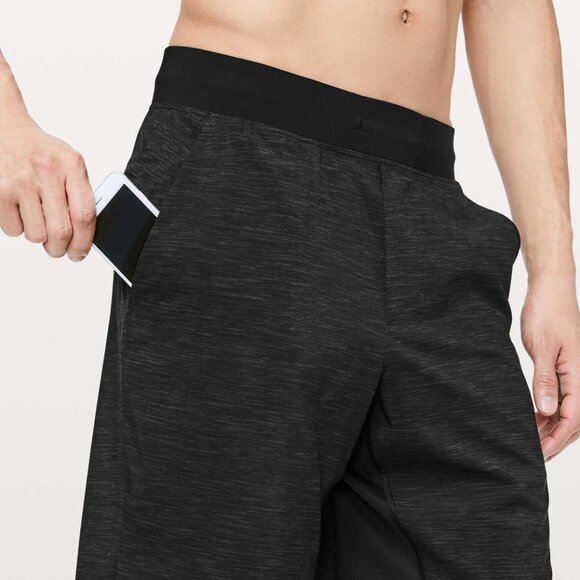 Lululemon T.H.E. Short Linerless 9" Heather Allover Deep Coal Black Large - Picture 1 of 9